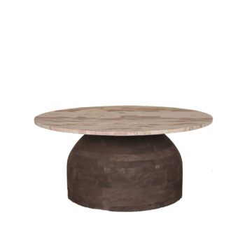 liora brown mango wood coffee table w marble top