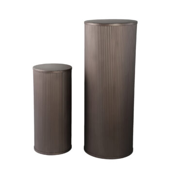 midda dark grey steel ribbed pedestal set of 2
