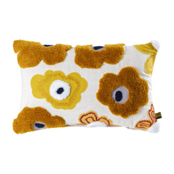 bethanie yellow rect embroidery flower cushion (set of 2)