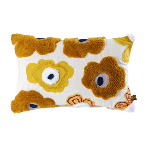 bethanie yellow rect embroidery flower cushion (set of 2)