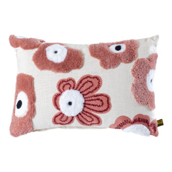 primuse pink rectangle embroidery flower cushion (set of 2)