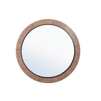 tiess natural round wooden veneer mirror small