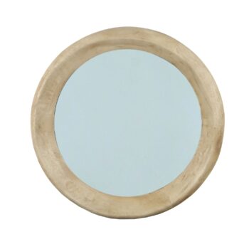noam natural mango wood round mirror l