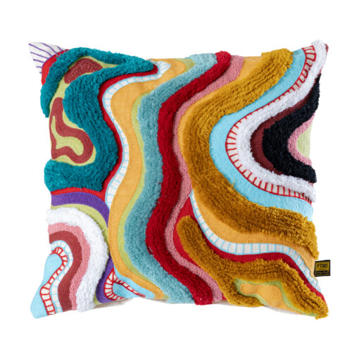 courtneay blue square embroidery cushion lines (set of 2)