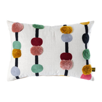 prinay pink rect embroidery cushion with dots (set of 2)
