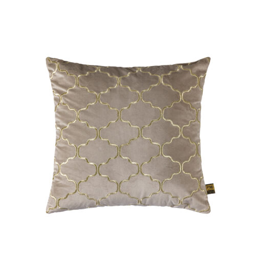 lizze beige velvet cushion embroidery square s (set of 2)