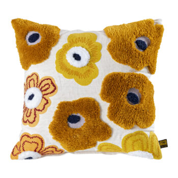 bethanie yellow square embroidery flower cushion (set of 2)