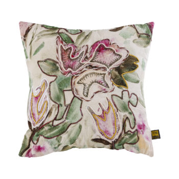 ayumi pink square cotton cushion abstract (set of 4)