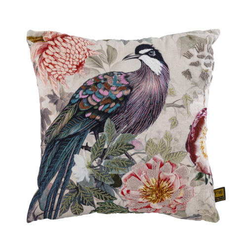 loralee green square cotton cushion peacock (set of 4)