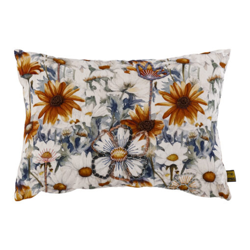 helenor natural rectangle cotton cushion flowers (set of 4)