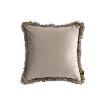 nous beige velvet cushion with fringes square s (set of 2)