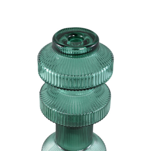 galinda dark green ribbed glass candle holder s