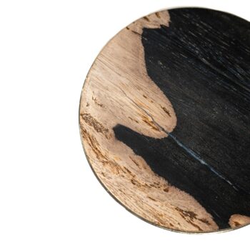 mody black petrified wood sidetable on base round