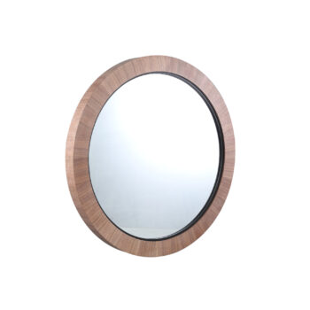 tiess natural round wooden veneer mirror small