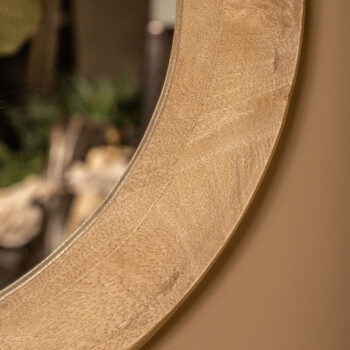 noam natural mango wood round mirror l