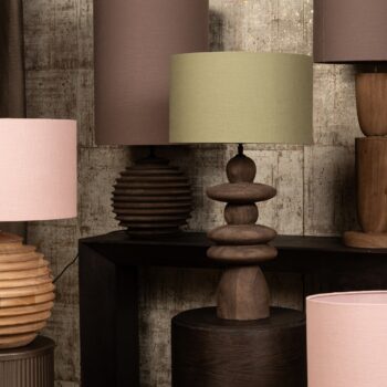 rivvo green cotton linen lampshade round low