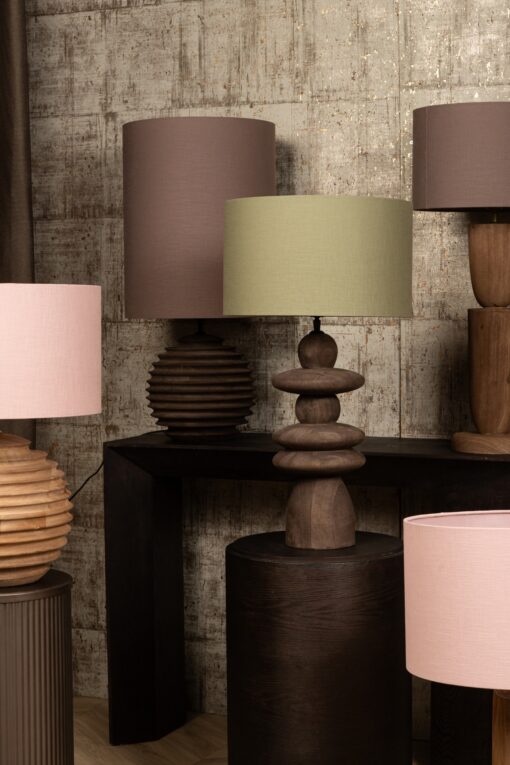 rivvo green cotton linen lampshade round low