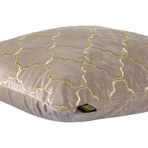 lizze beige velvet cushion embroidery square s (set of 2)