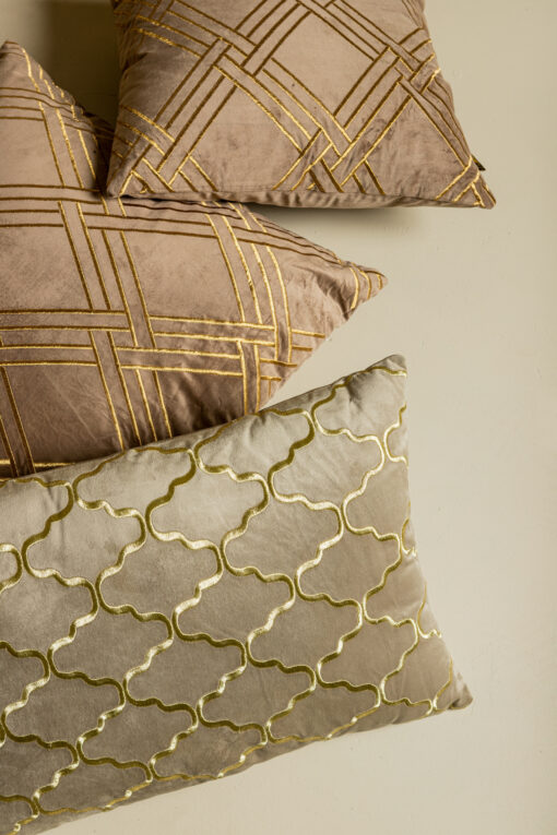 cerine brown velvet cushion embroidery square s (set of 2)