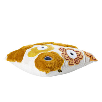 bethanie yellow square embroidery flower cushion (set of 2)