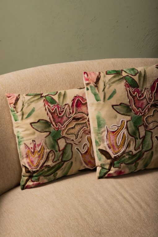 ayumi pink rectangle cotton cushion abstract (set of 4)