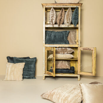 nous beige velvet cushion with fringes rectangle (set of 2)