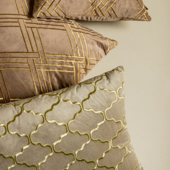 cerine brown velvet cushion embroidery rectangle (set of 2)