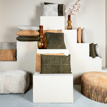 cobie green suede leather cushion rectangle (set of 2)