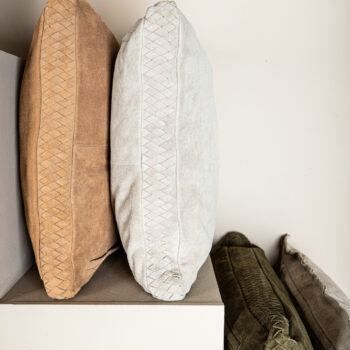 suky camel suede leather cushion square l (set of 2)