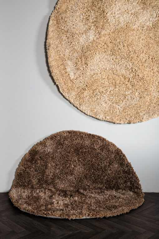 jups brown fabric handwoven carpet round s