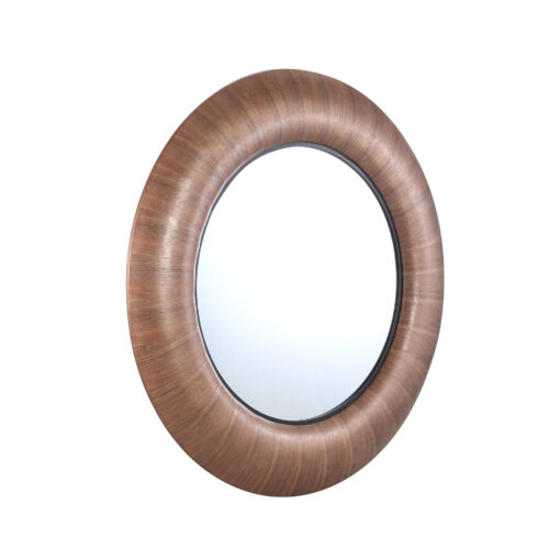 gezzy natural wooden veneer mirror thick frame rnd