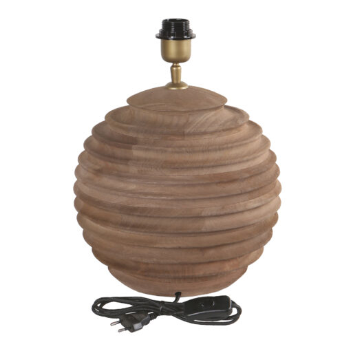 roven natural mango wood ribbed table lamp base