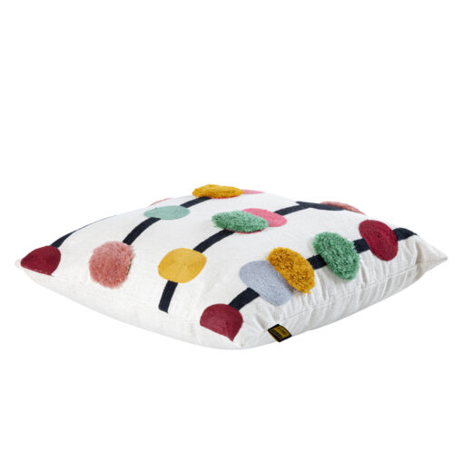 prinay pink square embroidery cushion with dots (set of 2)