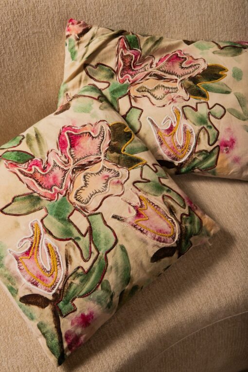 ayumi pink rectangle cotton cushion abstract (set of 4)