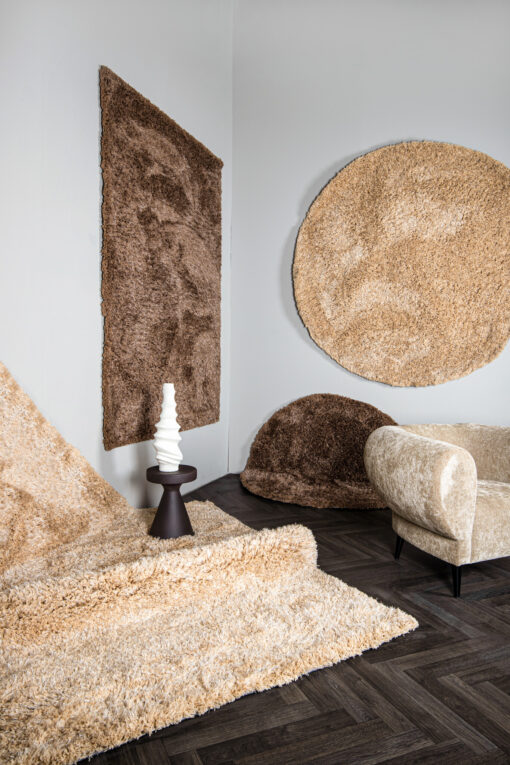 jups beige fabric handwoven carpet round l