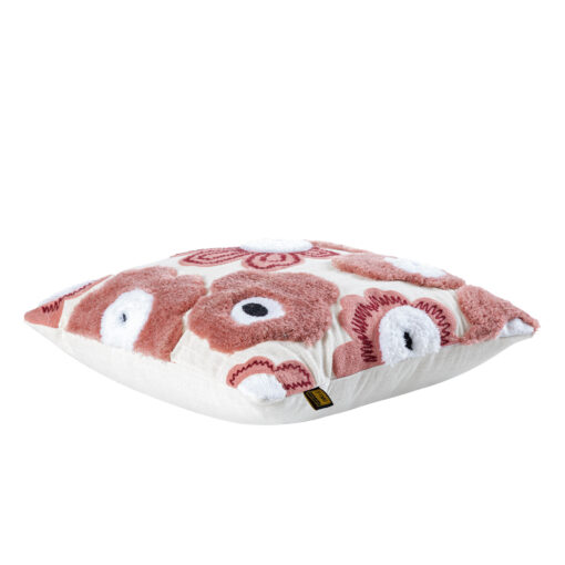 primuse pink square embroidery flower cushion (set of 2)