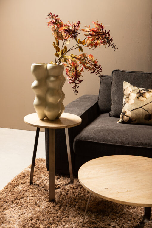 micka black travertine coffeetable round small