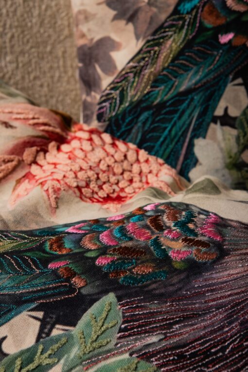 loralee green square cotton cushion peacock (set of 4)