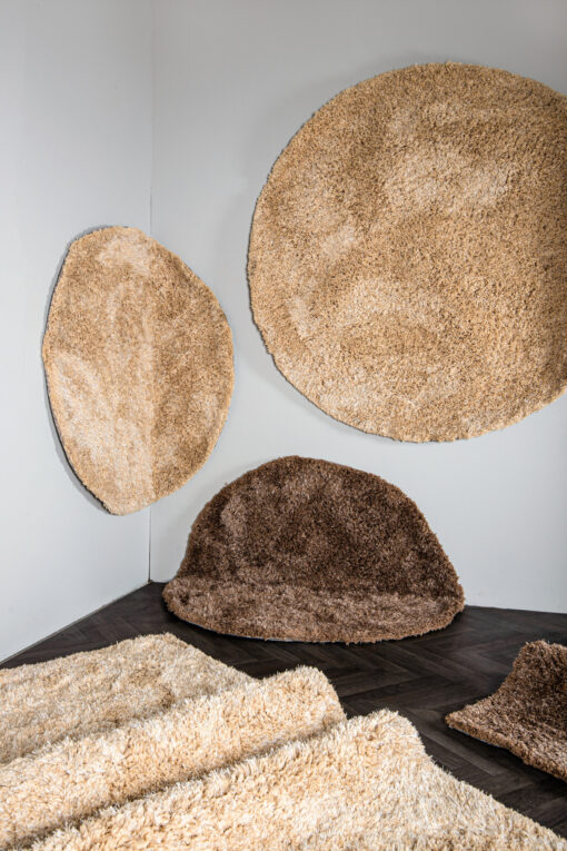 jups brown fabric handwoven carpet round s