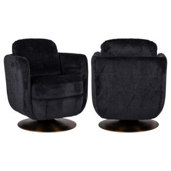 - Lounge stoel Turner black chenille swivel