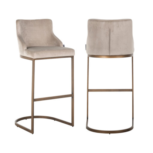 - Barstoel Bolton khaki velvet brushed gold fire retardant (Set of 2)