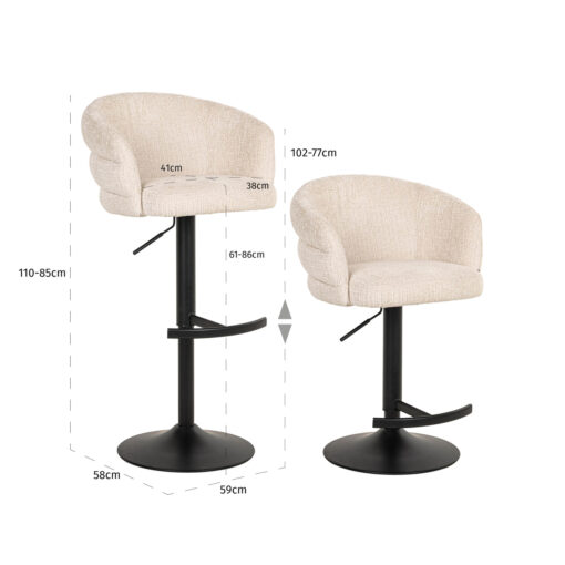 Richmond Interiors - Barstoel Nikki niagara beige swivel fire retardant - Afbeelding 38