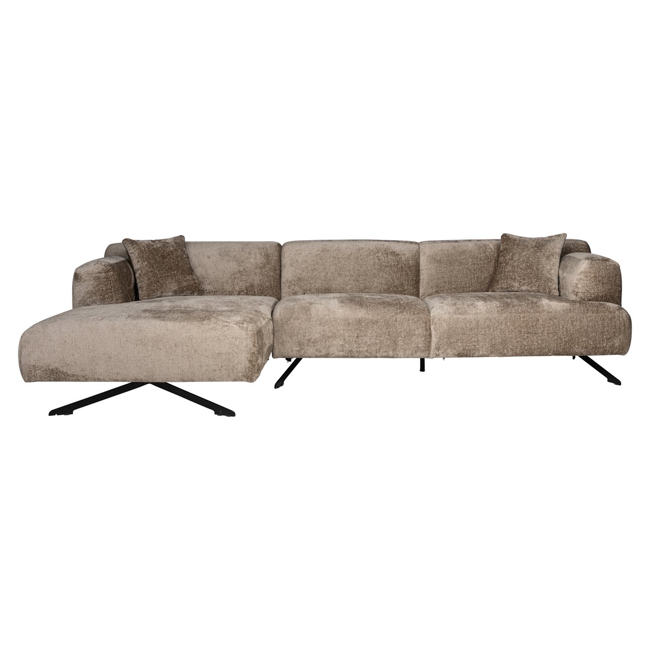 - Bank Donovan taupe chenille 3-seater + lounge left