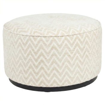 - Poef & Voetenbank Lexie beige chevron 70Ø