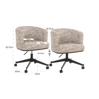 - Eetkamerstoel Rochenne mocca linear swivel on wheels