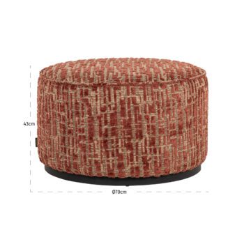 - Poef & Voetenbank Lexie beige chevron 70Ø